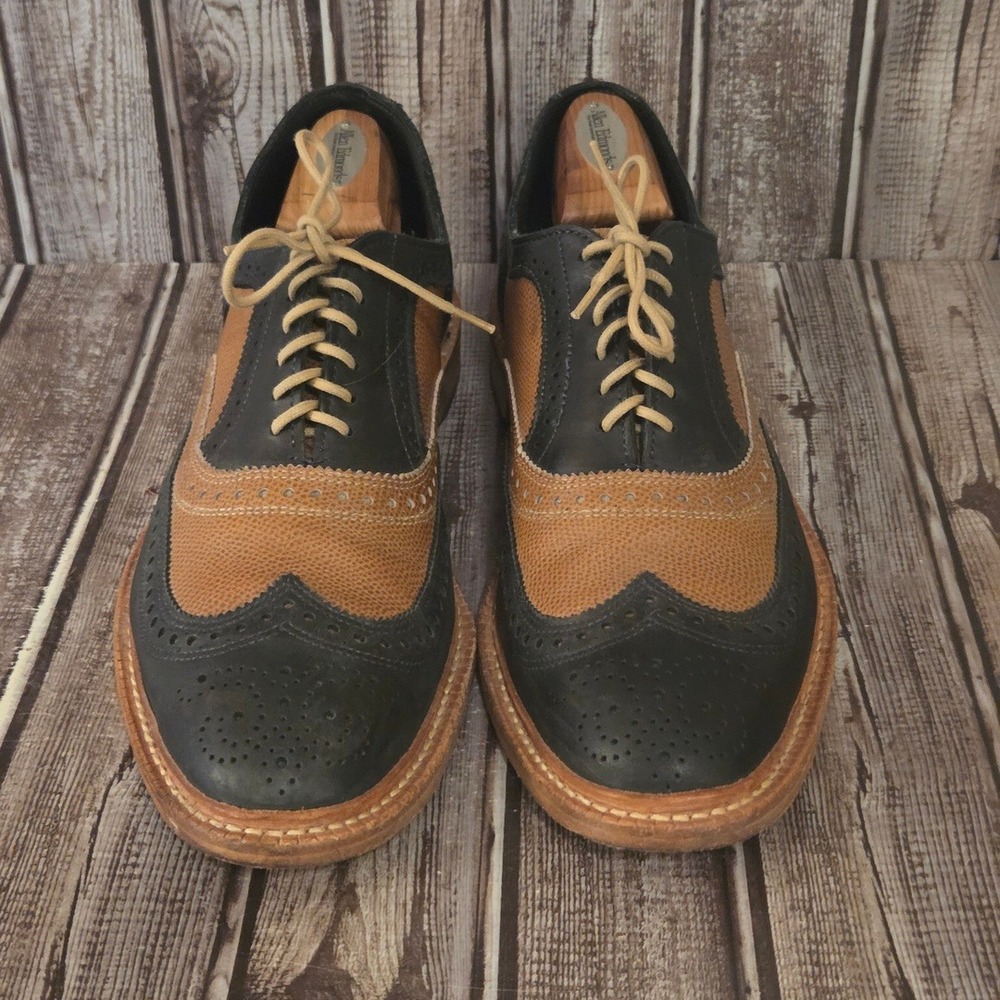 Sz 11 D Mens Allen Edmonds Neumok Black Tan Wingtip Oxford Shoes Excellent